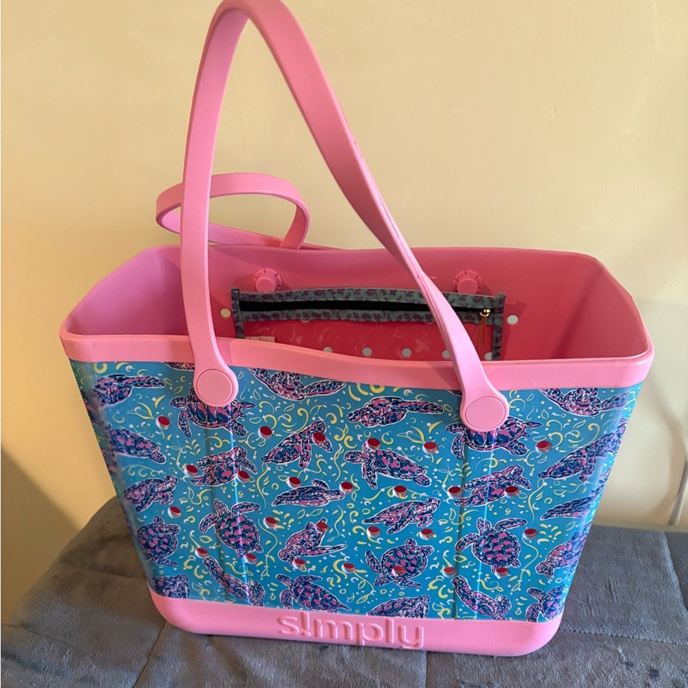 Simply Southern Sea Turtle Pink and Blue Tote Bogg Bag Xl